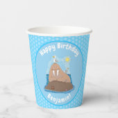 Funny happy walrus cartoon illustratie papieren bekers (Achterkant)