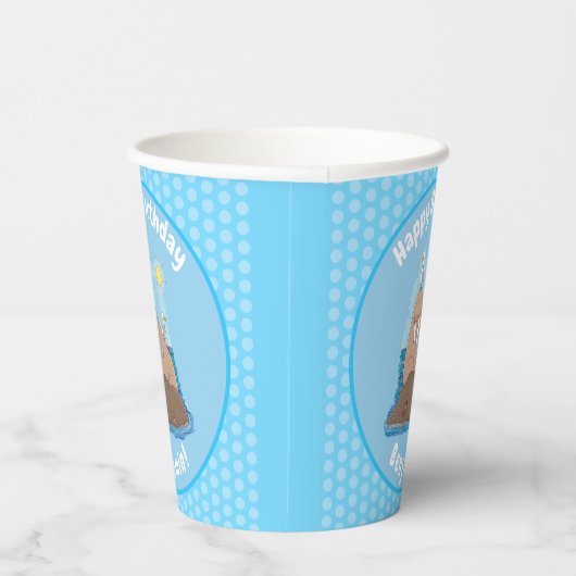 Funny happy walrus cartoon illustratie papieren bekers (Rechts)