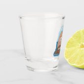 Funny happy walrus cartoon illustratie shot glas (Links)