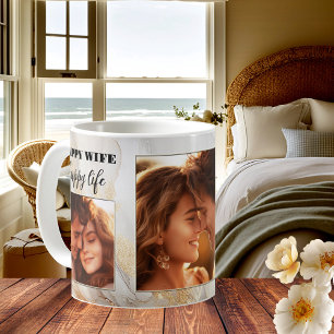 Funny Happy Wife Gouden Artistieke Bruiloft Mok