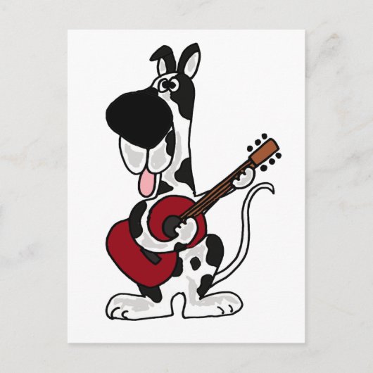 Funny Harlequin Great Dane Plays Guitar Briefkaart (Voorkant)