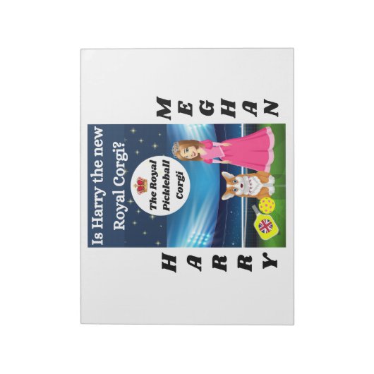 Funny Harry en Meghan Large Writing Pad Notitieblok (Gedraaid)