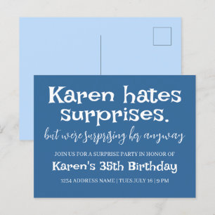 Funny Hates Surprises Party Modern Details toevoeg Briefkaart