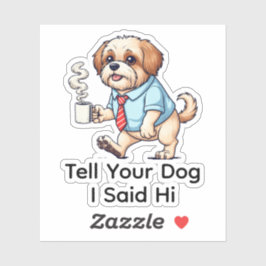 Funny Havanese dog Business Suit Coffee  Sticker