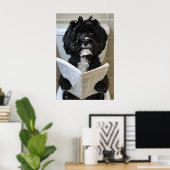 Funny Havanese Dog Print, Newspaper Bathroom Poster (Thuiskantoor)
