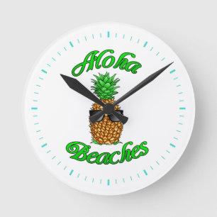 Funny Hawaiian Pineapple Aloha Beaches Ronde Klok
