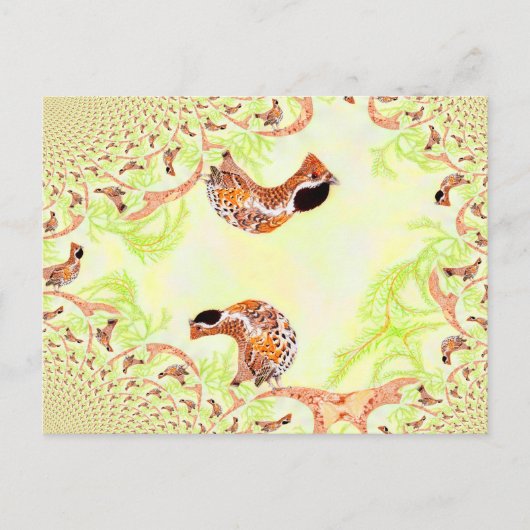 Funny Hazel Grouse Illustratie Collage Briefkaart (Voorkant)