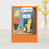 Funny Hazmat Suit Trick or treat Hallowween Kaart (Gele Bloem)