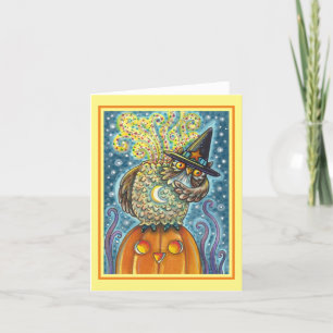 FUNNY HEADLESS HORSEMAN OWL, SLEEPY HOLLOW Note Kaart
