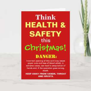Funny Health and Safety Kerstmis Joke Spoof Feestdagen Kaart