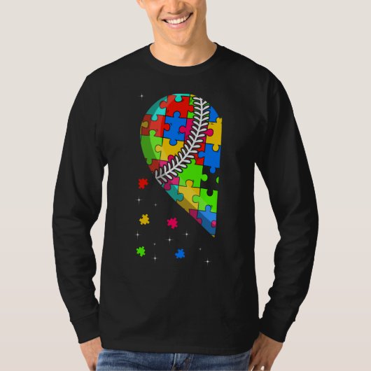 Funny Heart Baseball Autisme Awareness Support Lov T-shirt (Voorkant)