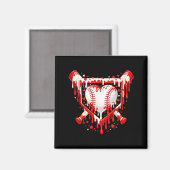 Funny Heart Baseball Drip Ice Cream Valentines Day Magneet (Voorkant / Achterkant)