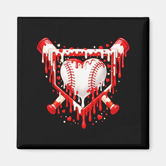 Funny Heart Baseball Drip Ice Cream Valentines Day Magneet (Voorkant)