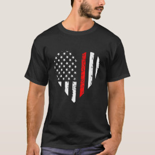 Funny Heart Firefighter Patriotic American Vlag T-shirt