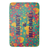 Funny Heart Pattern IX - groen rood geel Badmat (Voorkant Verticaal)