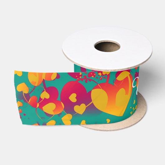 Funny Heart Pattern IX - groen rood geel Lint (Spoel)