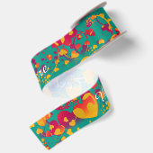 Funny Heart Pattern IX - groen rood geel Lint (Achterkant)