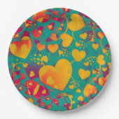 Funny Heart Pattern IX - groen rood geel Papieren Bordje (Voorkant)