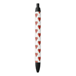 Funny Heart Pattern Red Gold + uw achtergrond Zwarte Inkt Pen