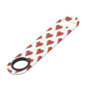 Funny Heart Pattern - rood goud + uw achtergrond Speed Flessenopener