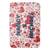 Funny Heart Pattern VII - rood wit + jouw idee Badmat (Voorkant Verticaal)