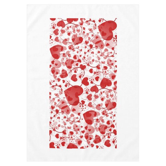Funny Heart Pattern VII - rood wit + jouw idee Tafelkleed (Voorkant)
