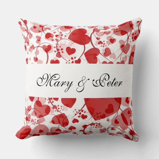 Funny Heart Pattern VII + uw namen en ideeën Kussen (Voorkant)