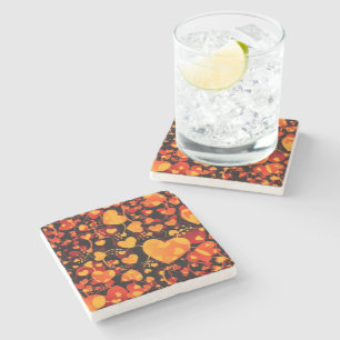 Funny Heart Pattern VIII - zwart rood geel Stenen Onderzetter