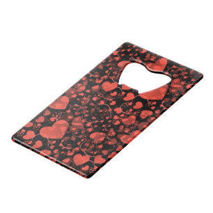 Funny Heart Pattern X - zwart rood + jouw idee Kredietkaart Flessenopener