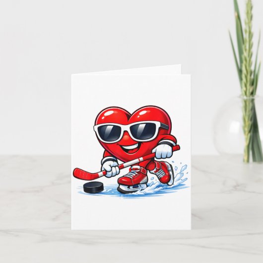 Funny Heart Playing Hockey Apparel  Kaart (Voorkant)