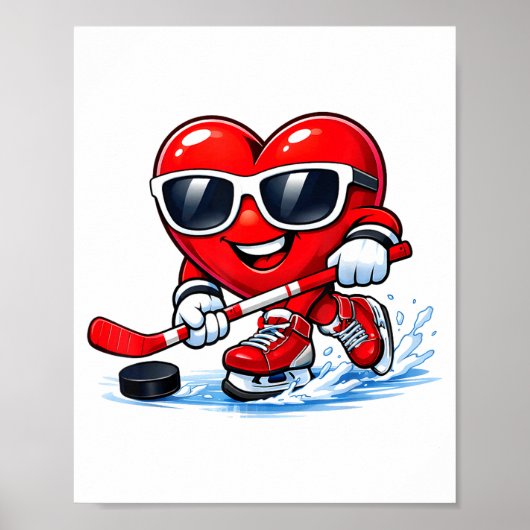 Funny Heart Playing Hockey Apparel Poster (Voorkant)