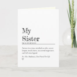 Funny Heartfelt Sister Definition Encouragement Kaart