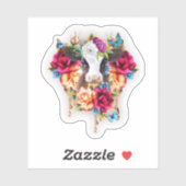 Funny Hearts Dairy Cow Flower Cute Animals. Perfec Sticker (Vel)