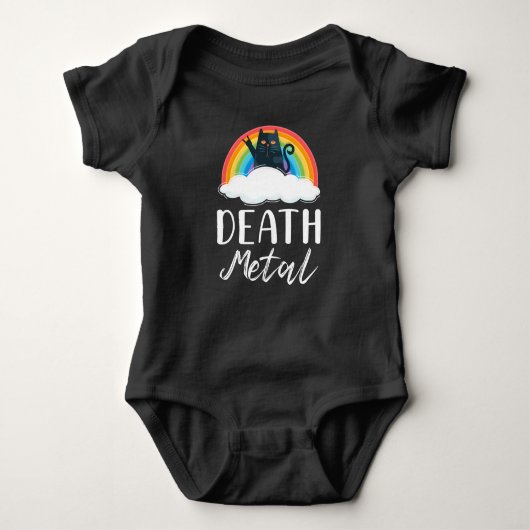 Funny Heavy Death Metal Cat Rainbow Rock Music Romper (Voorkant)