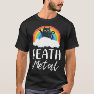 Funny Heavy Death Metal Cat Rainbow Rock Music T-shirt