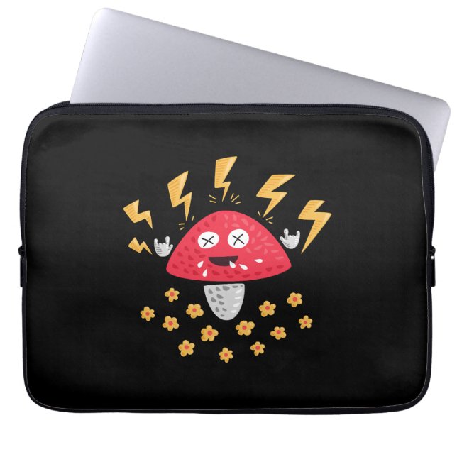 Funny Heavy Metal Mushroom Laptop Sleeve (Voorkant)