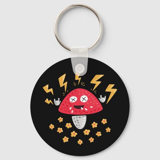 Funny Heavy Metal Mushroom Sleutelhanger (Voorkant)
