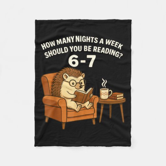 Funny Hedgehog Reading Book 67 Six Seven Meme Fleece Deken (Voorkant)