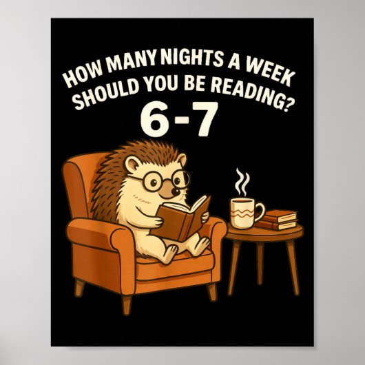 Funny Hedgehog Reading Book 67 Six Seven Meme  Poster (Voorkant)