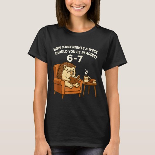 Funny Hedgehog Reading Book 67 Six Seven Meme T-shirt (Voorkant)