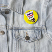 Funny Hedgehog Voeg de naam Happy Birthday Cartoon Ronde Button 5,7 Cm (In situ)