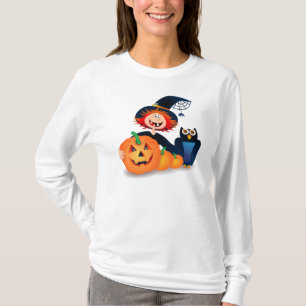 Funny heks met uil en pompoenen t-shirt