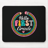 Funny Hello First Grade Pencil Circle Design  Muismat (Voorkant)