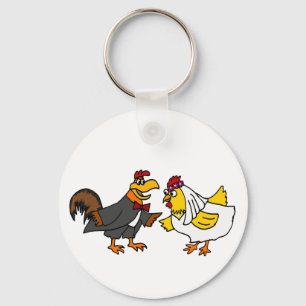 Funny Hen Bride en Rooster Groom Wedding Sleutelhanger