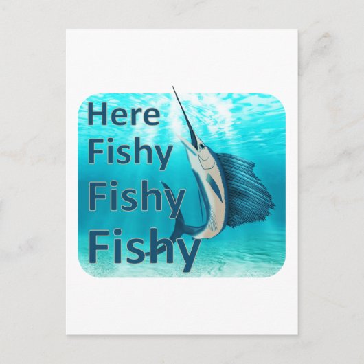 Funny here Fish Fishy Sailfish Briefkaart (Voorkant)