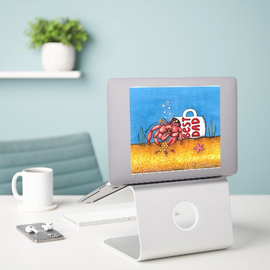 Funny Hermit Crab Vaderdag Beste vader Sticker (Laptop op bureau)