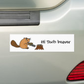 Funny High Tech Beaver met Chainzaag Bumpersticker (Op auto)