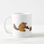 Funny High Tech Beaver met Chainzaag Koffiemok (Links)