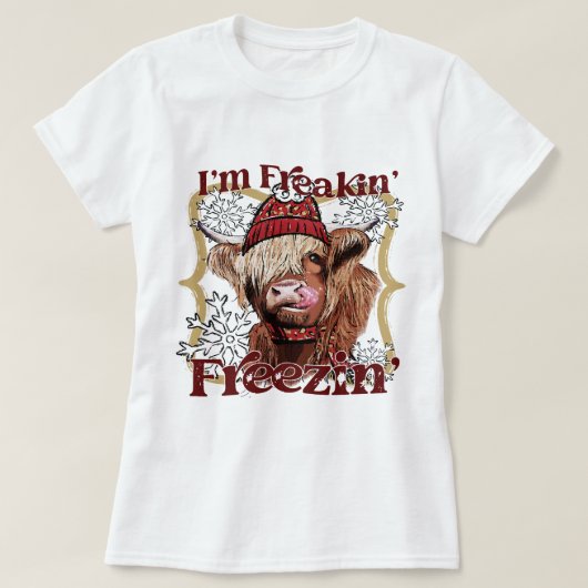 Funny Highland Koe Im Freaking Freezing Western Ch T-shirt (Design voorkant)