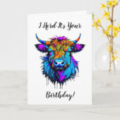 Funny Highland Koe Pun Verjaardag Kaart (Gele Bloem)